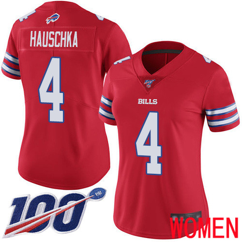 Women Buffalo Bills #4 Stephen Hauschka Limited Red Rush Vapor Untouchable 100th Season NFL Jersey